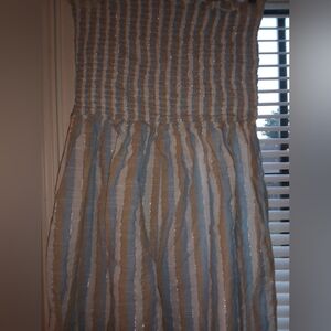 Striped Blue and Tan Dress